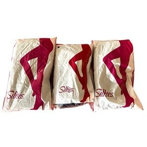 NWT Silkies Control Top Pantyhose Tights Queen Three pairs Navy Blue Black
